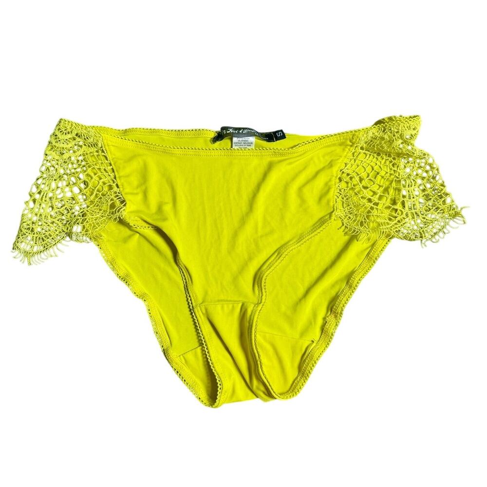 SKIVVIES by For Love & Lemons Bat Your Lashes Panty in Yellow Size Small